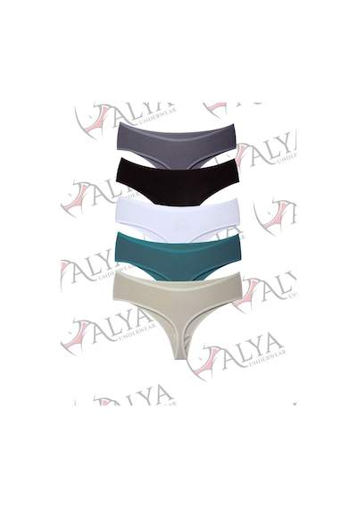 Alya Underwear Kadın Külot Yüksek Bel Tanga, Toparlayıcı - 2 Siyah, 1 Beyaz, 2 Ten S, M, L, Xl, 2xl - 5 Adet Çok Renkli P10