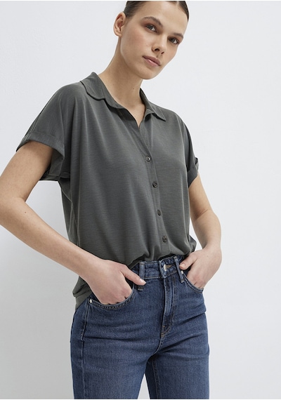 Mavi - Yeşil Tencel Liyosel Tişört 168081-71587 Yeşil
