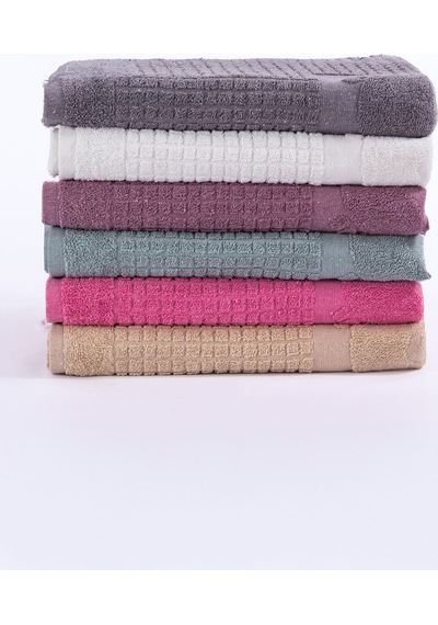 Buççin Online Mağaza Banyo Kareli Ayak Desenli Pamuk Ayak Havlusu 50x70cm Pamuklu Pembe Çok Renkli