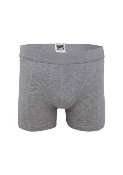 Erkek Likralı Pamuklu Elastan Boxer Tekli Gri