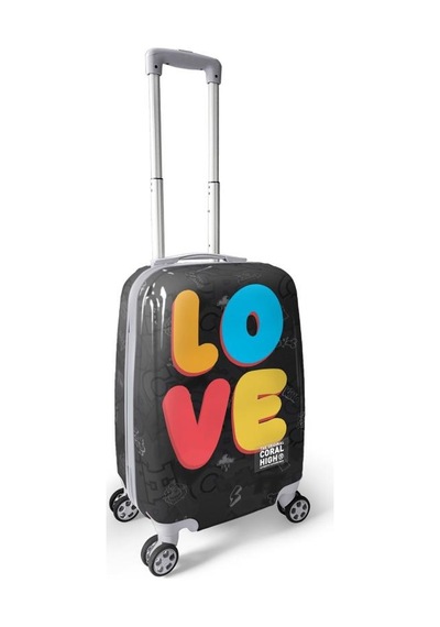 Coral High Renkli Love Desenli Kabin Boy Valiz 50cm 16558 Çok Renkli