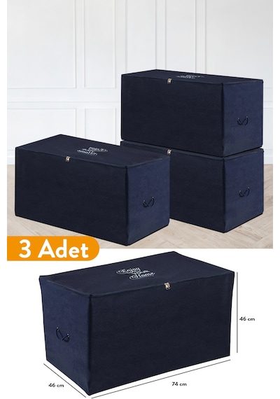 Serstil 3 Adet - Büyük Boy Lacivert Hurç - 74 X 46 X 46 Cm