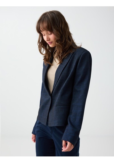Jimmy Key Lacivert Cep Detaylı Uzun Kol Dokuma Blazer Ceket 6ww058344494