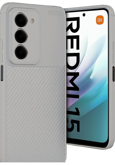 Xiaomi Redmi 15 4g Uyumlu Kılıf Karbon Tasarım Kamera Korumalı Silikon Telefon Kılıfı Kapak Gri