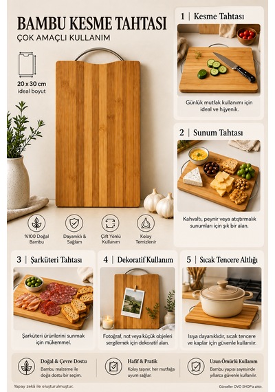 Bambu Askılı Kesme Tahtası Kahverengi