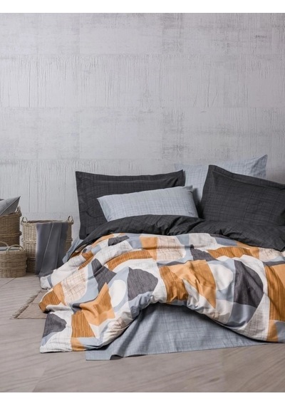 Eco Lounge Modern Çift Kişilik Nevresim Takımı Giorno Gri Çok Renkli