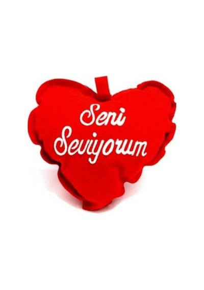 Seni Seviyorum Yazılı Kadife Kalp Yastık