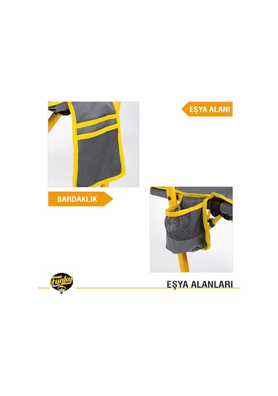 Comfort 3 Kademeli Katlanabilir Kamp Sandalyesi - Sarı Gri