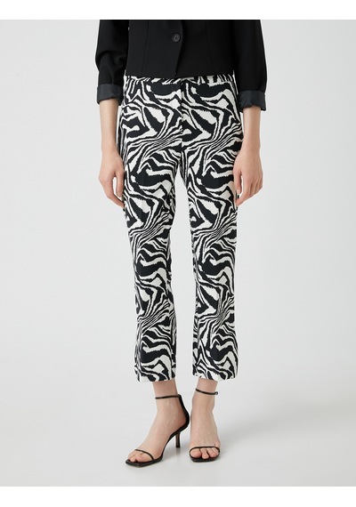 Koton Zebra Desenli Pantolon Dar Kesim Ekru Desenli 2sak40334pw