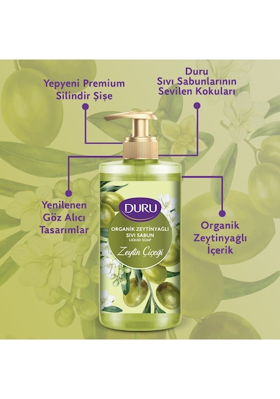 Duru Organik Zeytinyağlı Zeytin Çiçeği Sıvı Sabun 2 x 1500 ML + 500 ML