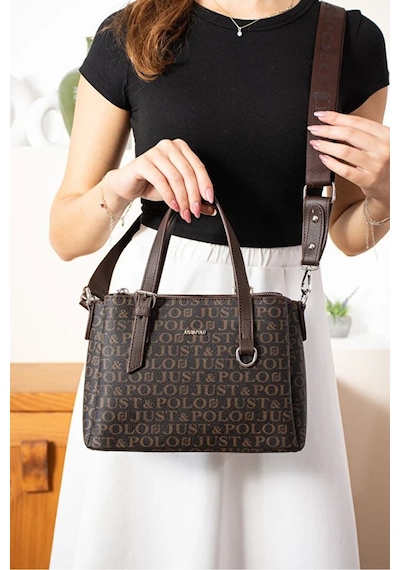 Just Polo Kadın Kabartma Desenli Lüks Omuz Çantası Shoulder Bag Kahverengi