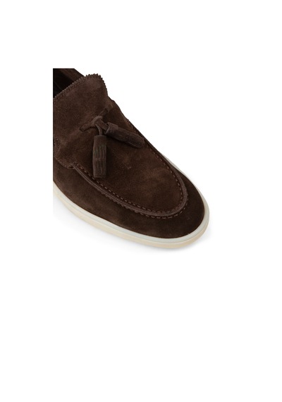 Deery Erkek Hakiki Süet Kahverengi Püsküllü Loafer - 02027mkhvc01