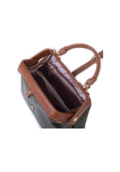 Nas Bag Hakiki Deri Görünümlü Vintage Doktor Çantası Küçük Boy El Ve Omuz Çantası Haki Taba Victoria
