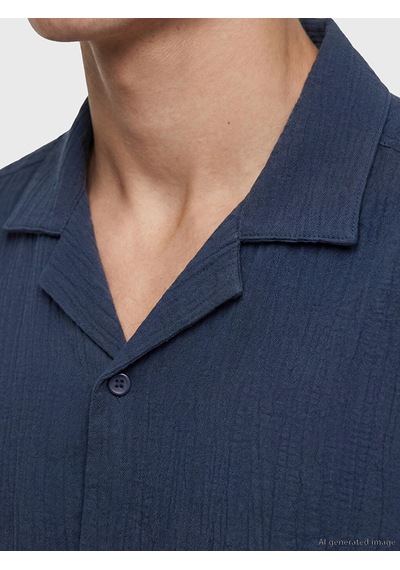 Lcw Vision İndigo Regular Fit Krinkle Erkek Gömlek