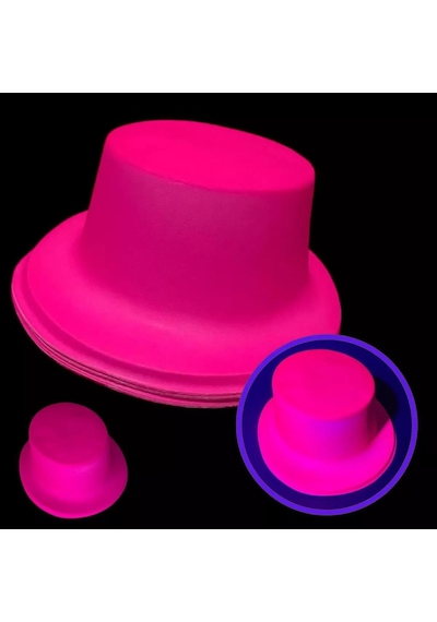 Neon Partisi Pembe Renk Plastik Fötr Şapka Yetişkin