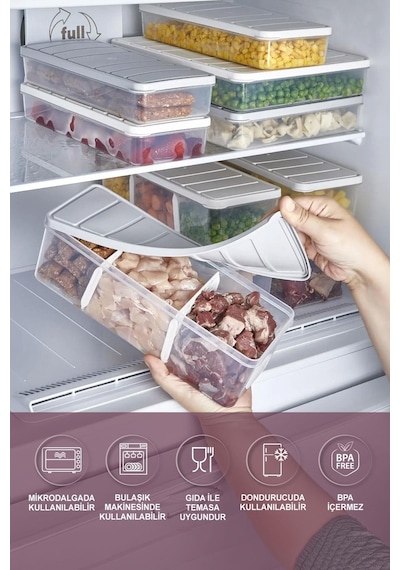 Selka Home 4 Adet 2 Lt. Nora Bölmeli Organizer Buzdolabı Buzluk Düzenleyici Saklama Kabı
