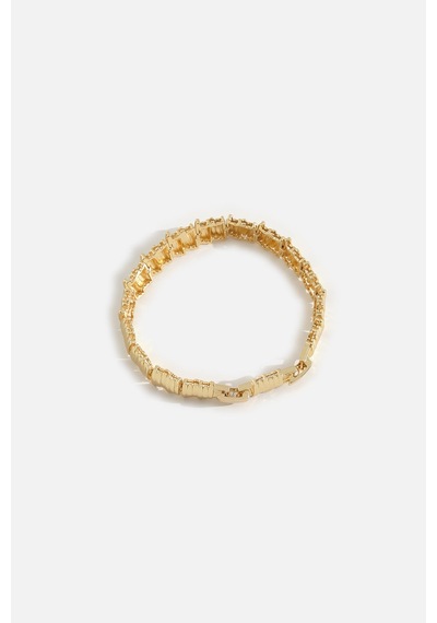 Dikey Dokulu Şerit Bileklik Gold