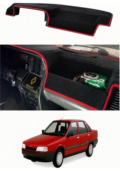 Renault - 21 Concorde 1986-1994 Uyumlu Torpido Koruma Kılıfı - Kırmızı Şeritli