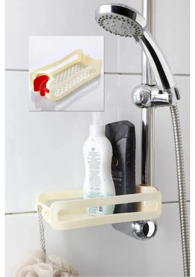 Özel Tasarım Banyo Düzenleyici Şampuanlık Sabunluk Vakumlu Evye Düzenleyici Organizer Banyo Rafı Açık Sarı