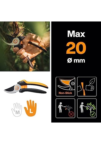 Ayrex Bıçaklı Budama Kesme Çapı 2 6 Cm Yapışmaz Kaplamalı Yüksek Kaliteli Çelik Bıçaklar Uzunluk 22 5 Cm Siy