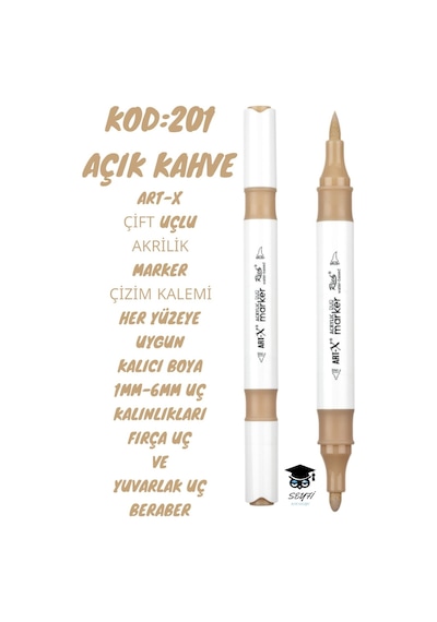 Art-x Çift Uçlu Akrilik Marker Çizim Kalemi Her Yüzeye Uygun Kalıcı Mürekkep 1-6 Mm Uç Kalınlıkları