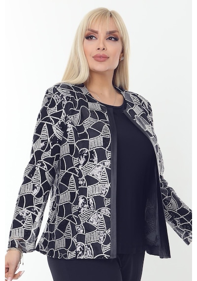 Ladies First Büyük Beden 3784 Lacivert Ceket+bluz Takım 001