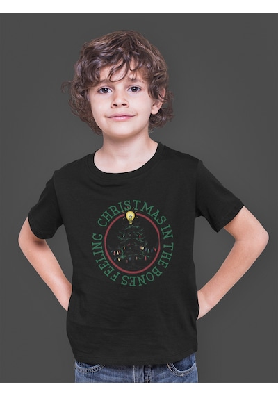 Bumeta Feeling Chiristmas İn The Bones Çocuk Tişört T-shirt Siyah