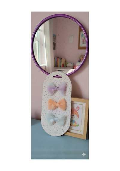Kız Çocuk Bebek Mor Turuncu Kurdele Tül Organze Doğum Günü Hediye Prenses Toka Seti Turuncu