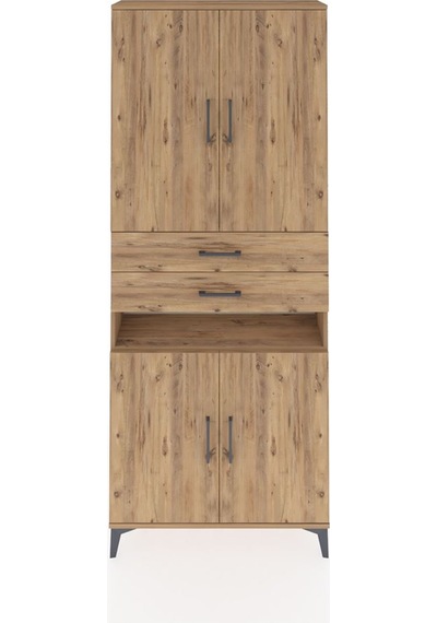 Arges Dolap 5 Raflı 2 Çekmeceli 4 Kapaklı 88x30x221 Çam-çam Çam