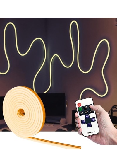 5 Metre Esnek Neon Led Şerit Dimmer Kumandalı Dekoratif Aydınlatma Seti Sb-6538 Amber Diğer