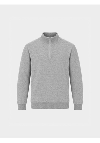 Xint Gri Pamuk Dokulu Regular Fit Kazak 801866 Gri Melanj