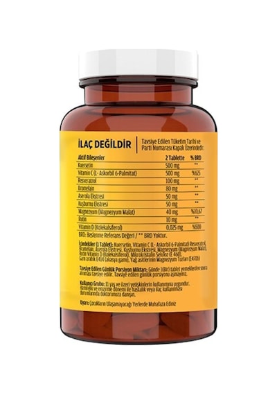 120 Tablet Quercetin Kuersetin Vitamin D Magnesium Ester C Vitaminini Complex