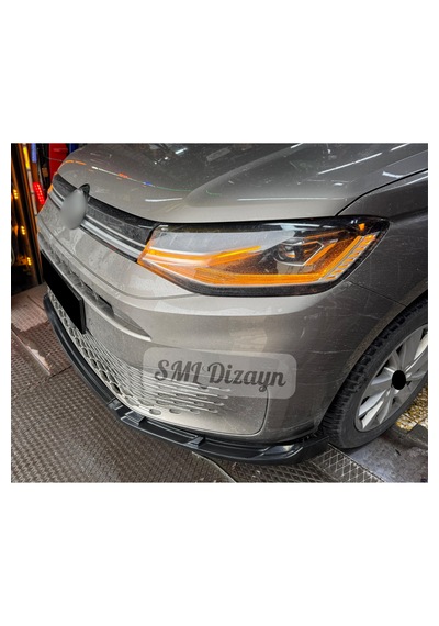 Volkswagen Caddy 2021-2026 Uyumlu Ön Lip - 3 Parça Parlak Siyah Plastik Karlık