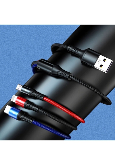 Telefonlara Uyumlu Type-c Micro Lightning 3lü Şarz Kablo Universl