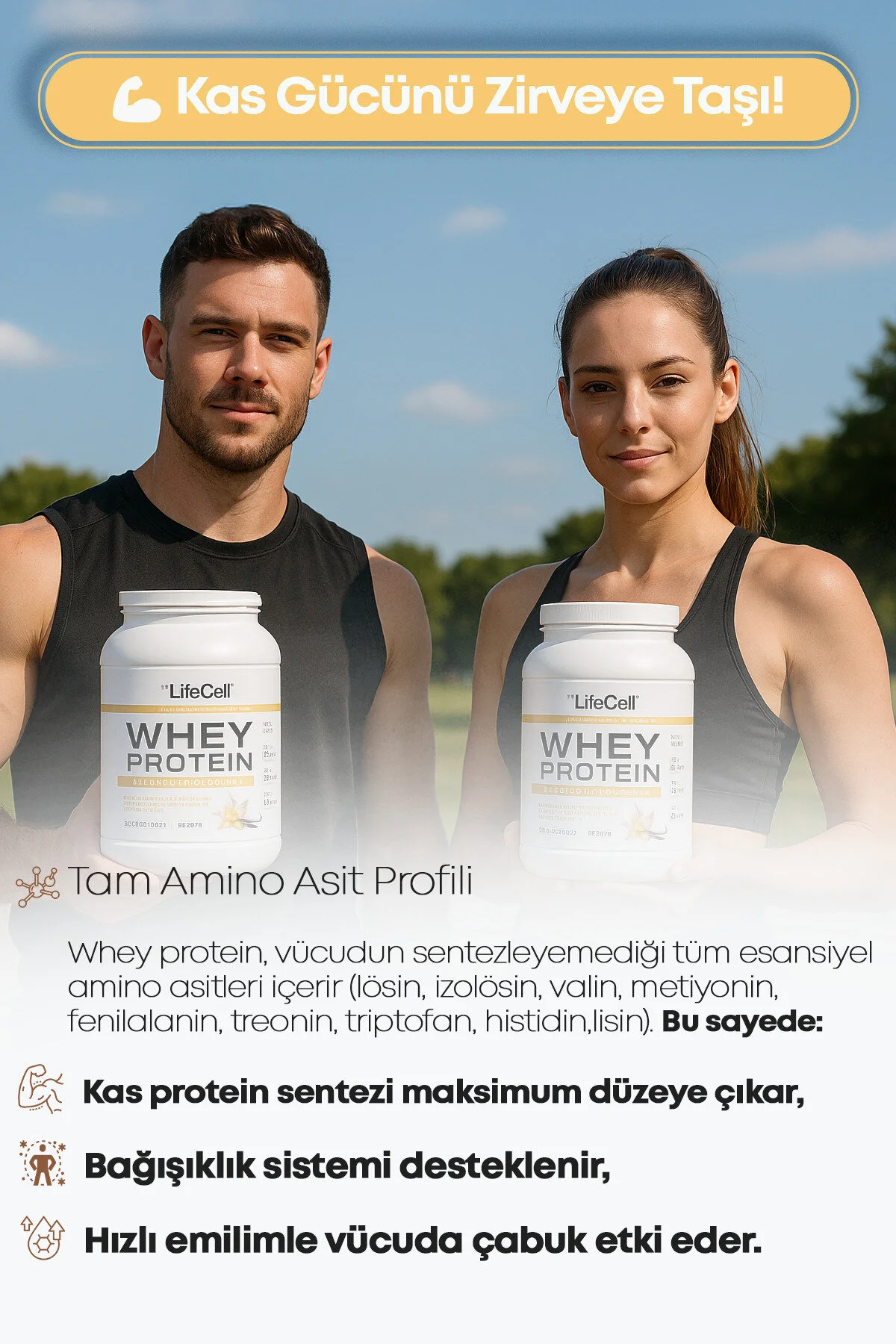 Whey Protein Tozu Vanilya Aromalı 33 Servis - 1000g