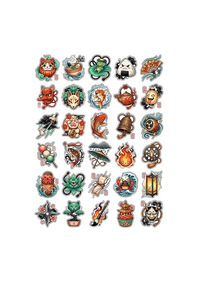 Sevimli Karakterler Japon Sticker Seti 150 Adet - 5'li Mega Paket - Laptop Defter Ajanda Etiketi Çok Renkli