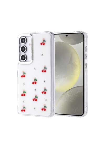 Zore Galaxy S24 Fe Kılıf Airbag Tasarımlı Simli Şeffaf Ogaa Kutup Kapak - Kiraz