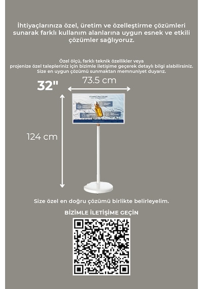 Tochı Glide Stand 32 Inç Android Dokunmatik Akıllı Ekran Full Hd Taşınabilir Ayaklı Şarjlı Monitör Wi-fi Bluetooth Yatay Dikey