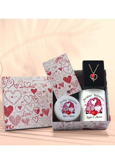 BK Gift Sevgiliye Özel Kutuda Hediye Seti, Kupa Bardak, Sevgili Hediyesi, Aşk Kolyesi, Kokulu Mum,Yıl Dönümü Hediyesi-3