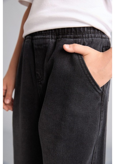 Defacto Barrel Fit Standart Paça Zincir Detaylı Jean Pantolon Erkek Çocuk H9795a826aunm40 Siyah-nm40
