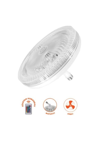 Vantilatör Ampul Üç Renkli Işık Fanlı Kumandalı Rgb
