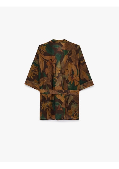 Koton Koton X Melis Ağazat - Püsküllü Kuşak Detaylı Floral Desenli Kimono Kahverengi Desenli 6sak50039ew Koton Koton X Melis Ağazat - Püsküllü Kuşak Detaylı Floral Desenli Kimono Kahverengi Desenli 6sak50039ew