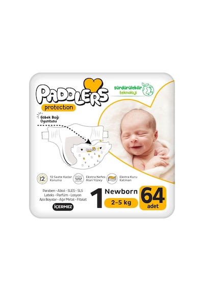 Protection Yenidoğan Bebek Bezi 1 Numara 2-5 Kg 64 Adet Jumbo Paket