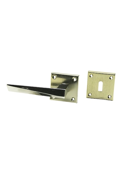 4 Takım Pratik Prizma Oda Gri Nikel Rozetli Kapı Kolu Bx40
