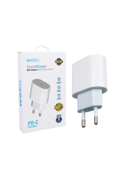Weko Wk-26524 Beyaz Pd 20 Watt Apple Uyumlu iPhone Type-c Hızlı Şarj Başlığı 1 Adet