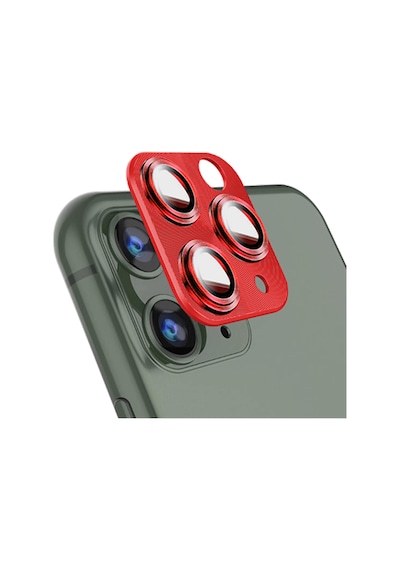 Apple Uyumlu iPhone 11 Pro / 11 Pro Max Metalik Seri Kamera Lens Koruyucu Kırmızı Kırmızı