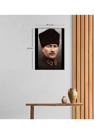 Mustafa Kemal Atatürk Fotoğraf Kağıdına Baskılı Poster Spiralli Ve Askılı 6 Sayfa