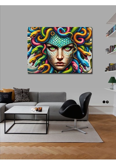 Kanvas Tablo Renkli Medusa Portresi 70cmx100cm