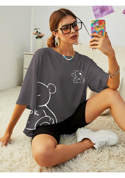 Noıssey Urban Pop Graphic Kadın Tişört Koleksiyonukod 5102 Füme