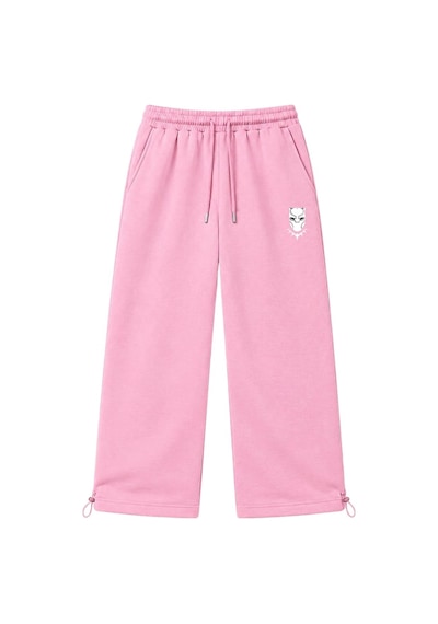 Zaee Panther Nakışlı Ayarlanabilir Paça Baggy Eşofman Altı Pembe